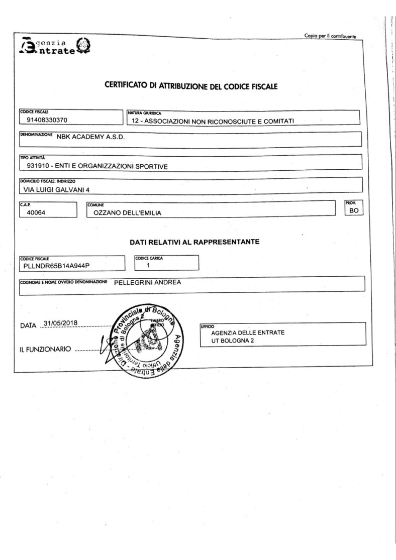 Codice Fiscale NBK